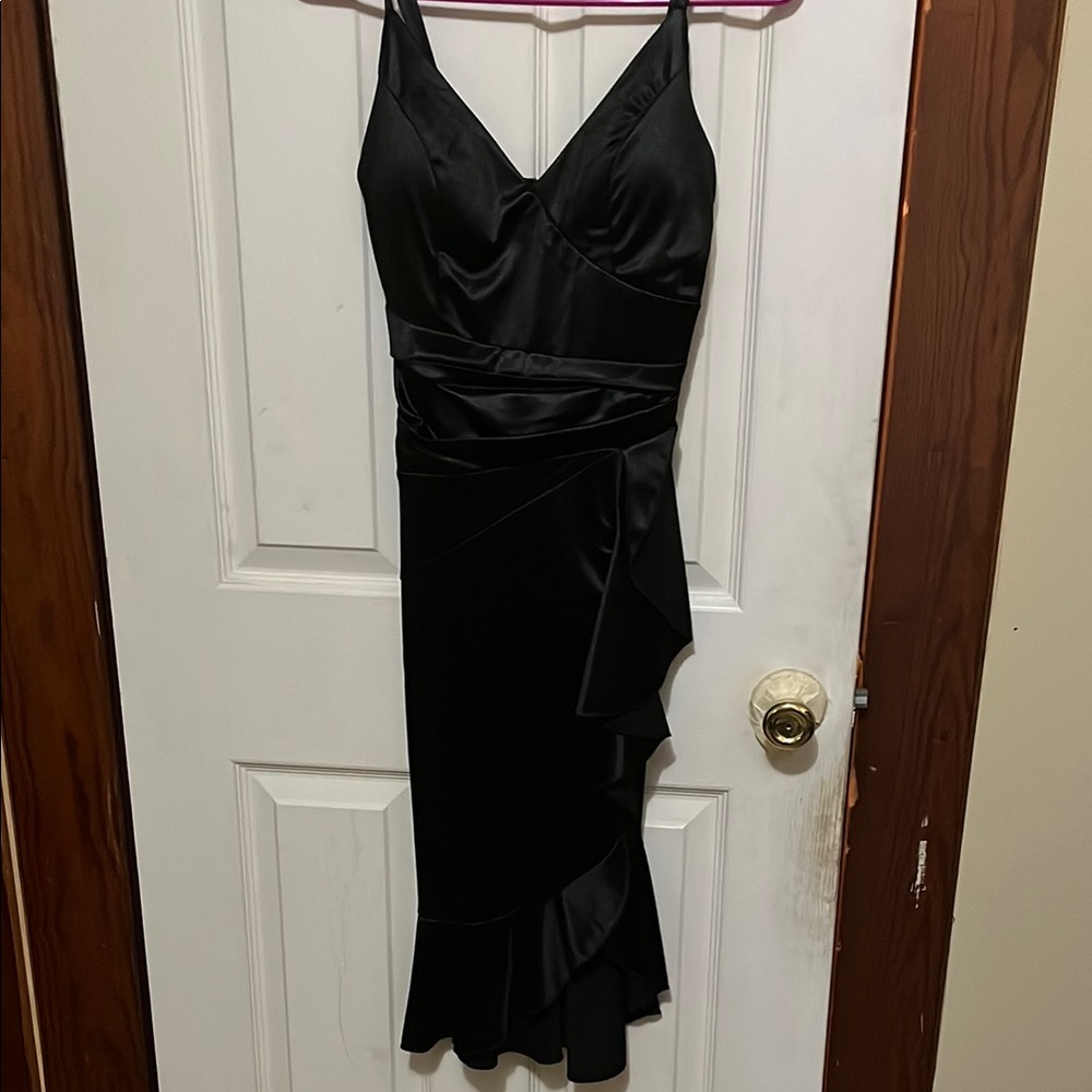 Elegant Black Satin Dress